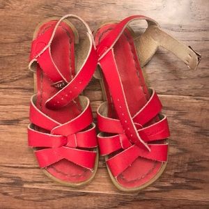 Girls red salt water sandals, size 12